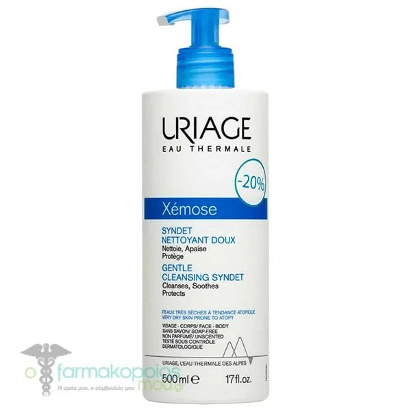 Uriage Promo -20% Xemose Syndet Ήπια Τζελ-Κρέμα Καθαρισμού Προσώπου, 500ml