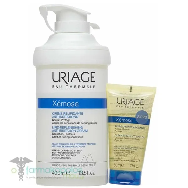 Uriage Promo για Ξηρές & Ερεθισμένες Επιδερμίδες με Xemose Anti-Irritation Cream Κρέμα κατά του Κνησμού, 400ml & Δώρο Cleansing Soothing Oil Έλαιο Καθαρισμού, 50ml, 1σετ