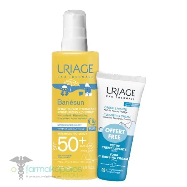 Uriage Promo Bariesun Moisturizing Kid Spray SPF50+ 200ml & Free Uriage Cleansing Cream 50ml, 1set