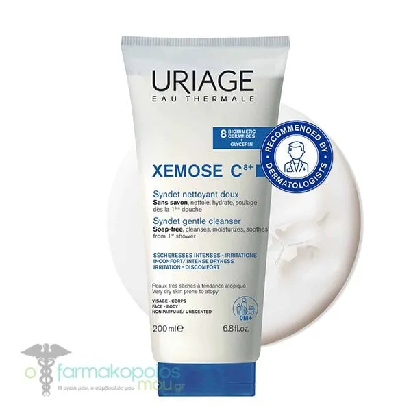 Uriage Xemose C8+ Syndet Κρέμα Καθαρισμού Χωρίς Σαπούνι για το Πολύ Ξηρό με Τάση Ατοπίας Δέρμα, 200ml