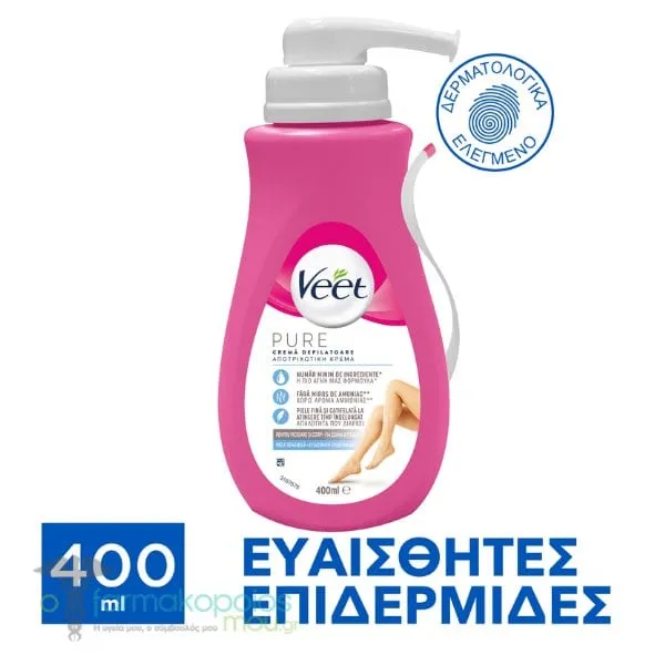 Veet Pure Depilatory Body Cream for Sensitive Skin, 400ml