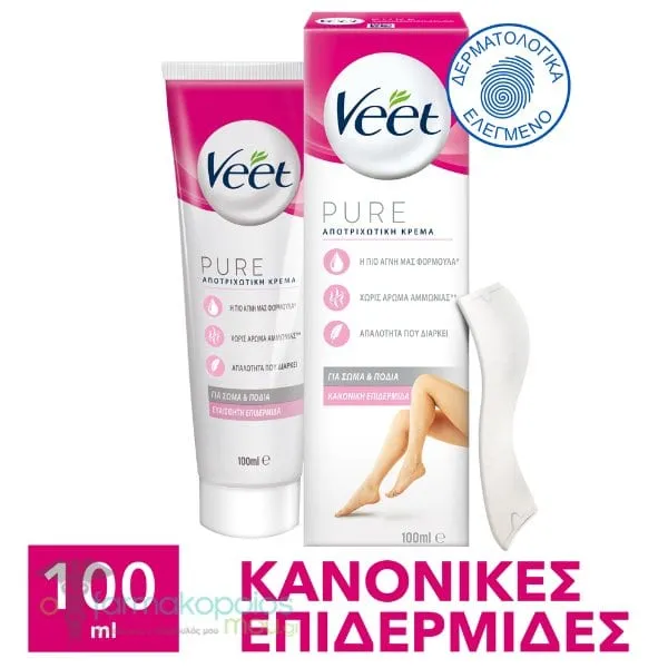 Veet Pure Hair Removal Cream for Normal Skin Body & Legs, 100ml