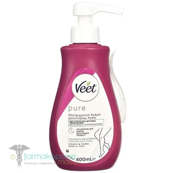 Veet Pure Αποτριχωτική Κρέμα για Ευαίσθητες Επιδερμίδες, 400ml