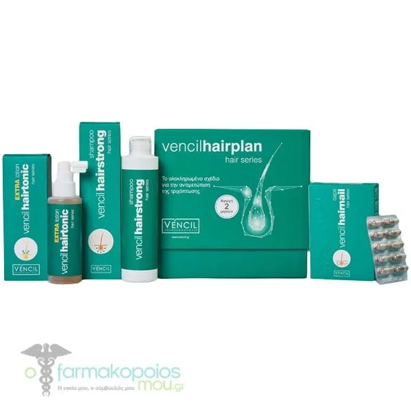 Vencil Hairplan Hairstrong Shampoo, 200ml & Hairtonic Lotion, 100ml & Hairnail 2x30caps, 1set
