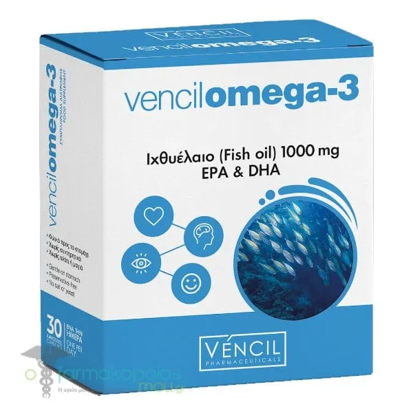 Vencil Omega-3 Fish Oil 1000mg EPA & DHA, 30caps