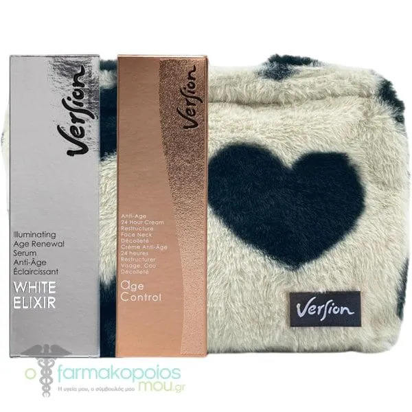 Version Derma Xmas Limited Edition Σετ Αντιγήρανσης Προσώπου με White Elixir Αντιρυτιδικός Ορός Προσώπου, 50ml, Age Control Αντιγηραντική Κρέμα Προσώπου, 50ml & Δώρο Νεσεσέρ, 1τεμ, 1σετ