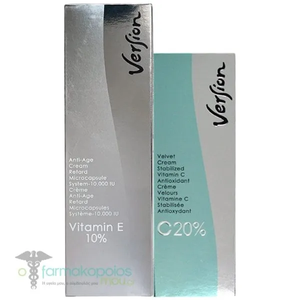 Version Promo Set with Anti-Age Cream Vtiamin E 10% , 50ml, Velvet Cream C20%, 30ml & Free Knitted Top, 1pc, 1set