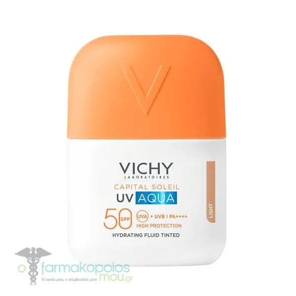 Vichy Capital Soleil UV Aqua Λεπτόρρευστο Ενυδατικό Αντηλιακό Προσώπου με Χρώμα Light SPF50, 50ml