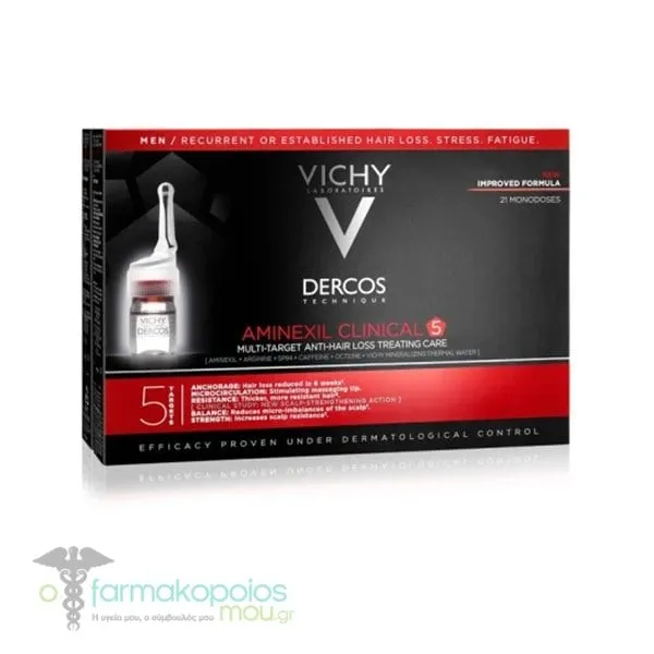Vichy Dercos Aminexil Clinical 5 MEN, 21 x Monodoses, 1pc