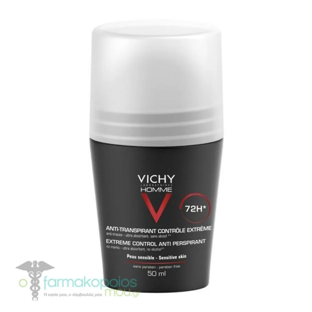 Vichy Homme 72h Extreme Control Anti-Perspirant Roll-on Deodorant, 50ml