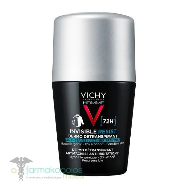 Vichy Homme Invisible Resist Deodorant Roll-On 72h, 50ml