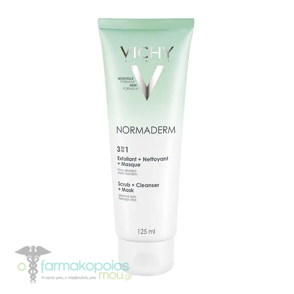 Vichy Normaderm 3in1 Scrub, Cleanser & Mask for Sensitive Skin, 125ml