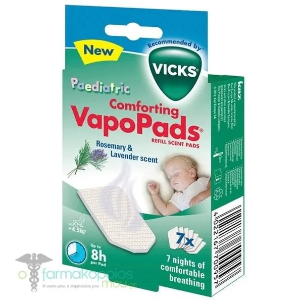 Vicks Pediatric Comforting Vapo Pads Rosemary & Lavender Scent Tablets for Infants 3m+ & Children, 7 Tablets