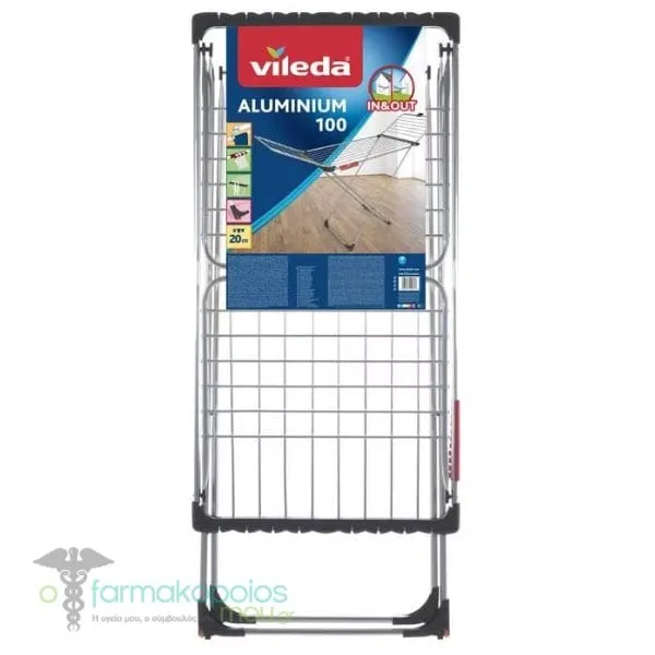 Vileda Aluminum 100 In&Out Foldable Clothes Drying Rack Aluminum, 1pc