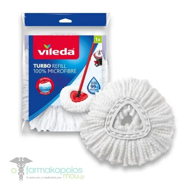 Vileda Turbo Refill 100% Microfibre Mop Head, 1pc