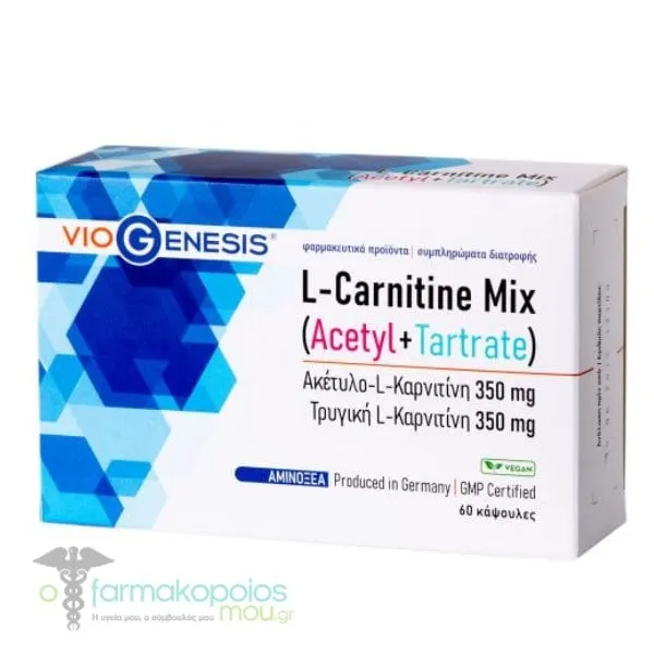 Viogenesis L-Carnitine Mix Acetyl + Tartrate, 60caps