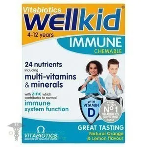 Vitabiotics Wellkid Immune 4-12Y Orange & Lemon Flavor, 30chew.tabs