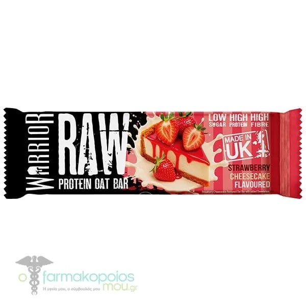 Warrior Raw Μπάρα Πρωτεΐνης με Βρώμη & Γεύση Cheesecake Φράουλα, 75g