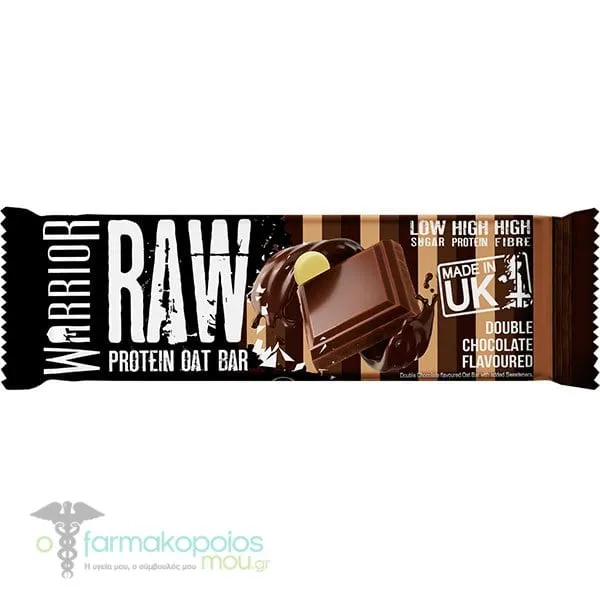 Warrior Raw Μπάρα Πρωτεΐνης με Βρώμη & Γεύση Double Chocolate, 75g