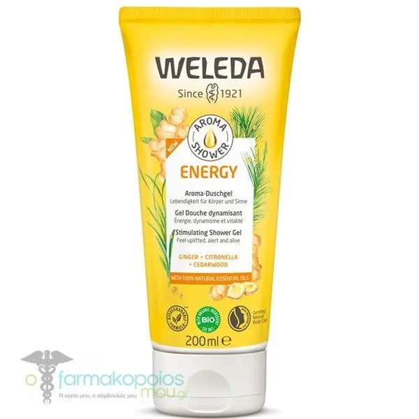 Weleda Aroma Shower Energy Stimulating Shower Gel with Ginger, Citronella & Cedarwood, 200ml