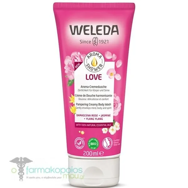 Weleda Aroma Shower Love Pampering Creamy Body Wash with Damascena Rose, Jasmine & Ylang Ylang, 200ml