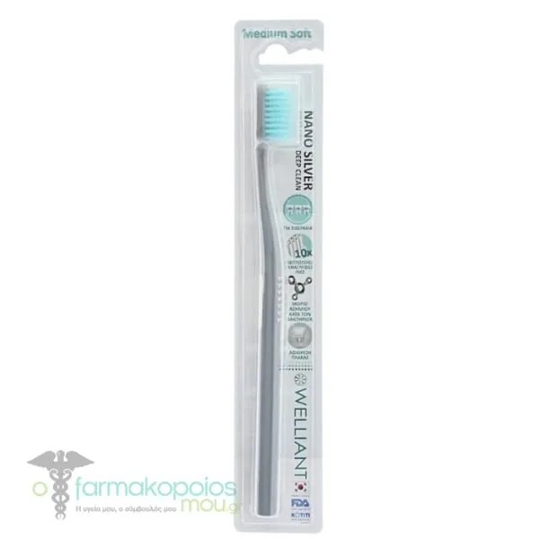 Welliant Toothbrush Medium Soft A-3 Nano Silver Deep Clean, 1pc - Γκρί