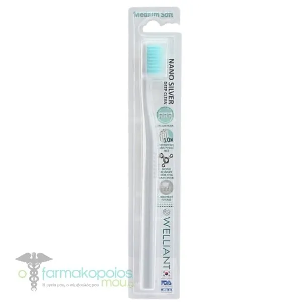 Welliant Toothbrush Medium Soft A-3 Nano Silver Deep Clean, 1pc - Ανοιχτό Γκρι