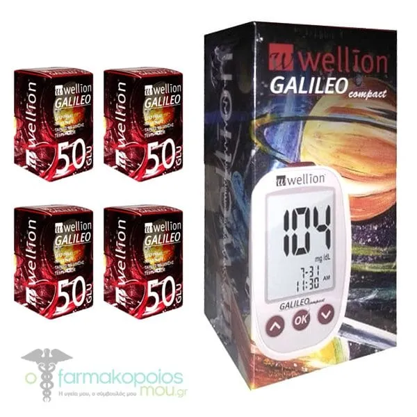 Wellion Galileo Promo Blood Glucose Test Strips, 4x50pcs & Free Wellion Galileo Compact Blood Glucose Meter, 1pc, 1set