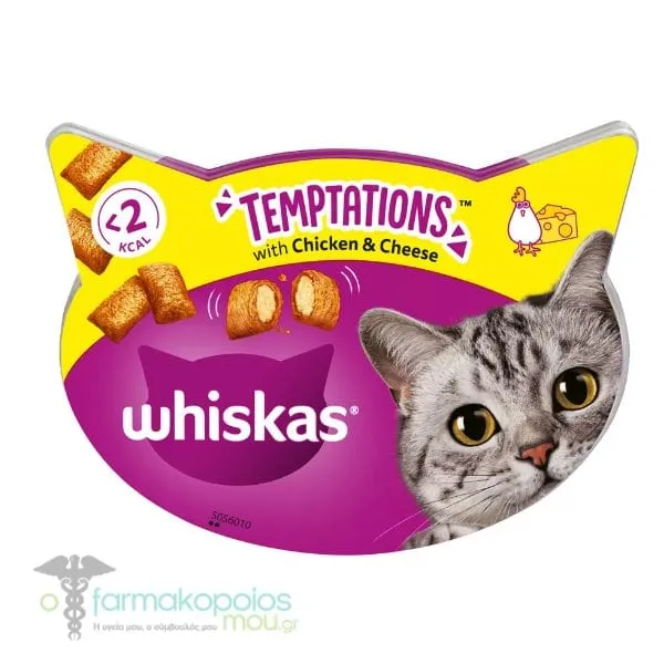 Whiskas Temptations Healthy Treats with Chicken & Cheese for Adult Cats, 60gr