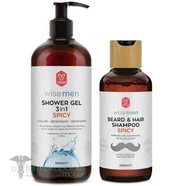 Wise Men Spicy Promo με Spicy Αφρόλουτρο 3σε1, 500ml & Δώρο Spicy Σαμπουάν για Μαλλιά & Γενειάδα, 200ml, 1σετ