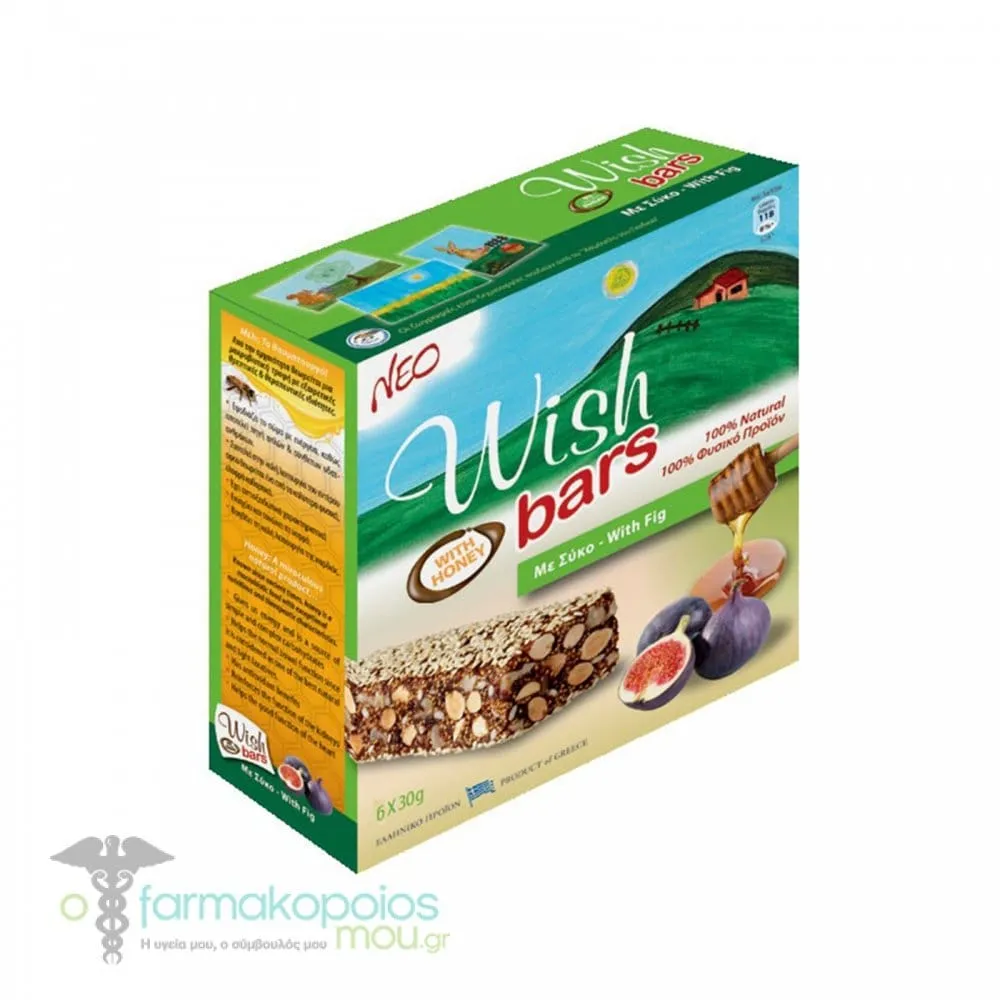 Wish Bars Fig Natural Energy Bars with Fig Flavor, 6 x 30 gr