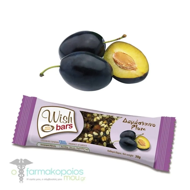 Wish Bars Plum Natural Energy Bar with Plum Flavor, 30 gr