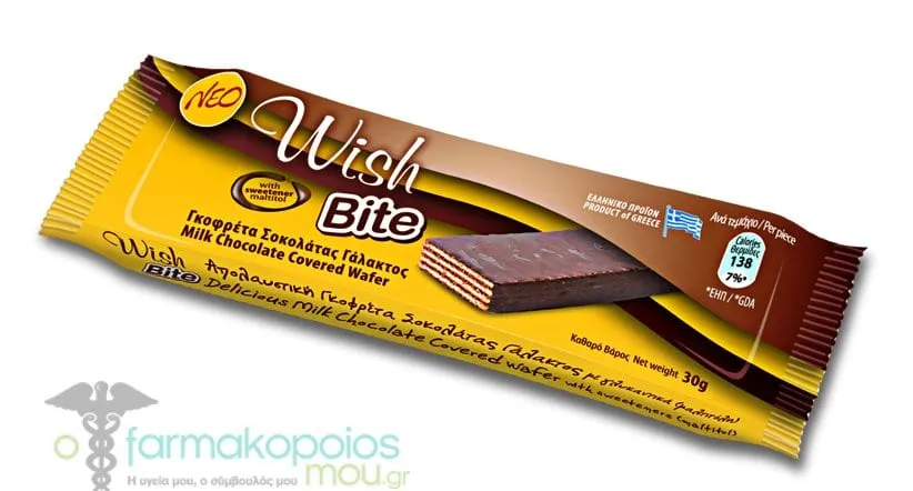 Wish Bite Milk Chocolate Wafer with Praline Filling No Added Sugar, 30g