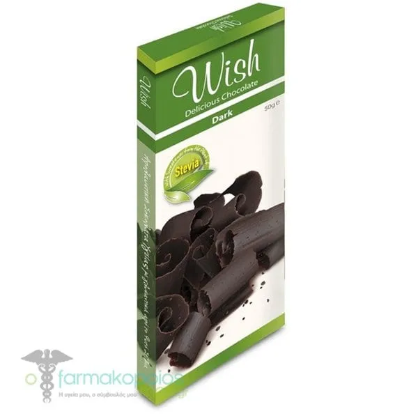 Wish Delicious Chocolate Dark Stevia Σοκολάτα Υγείας με Στέβια, 50g