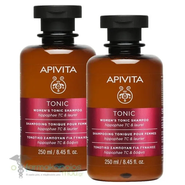 2 x Apivita Women's Tonic Shampoo with Hippophae TC & Laurel, 2x250ml