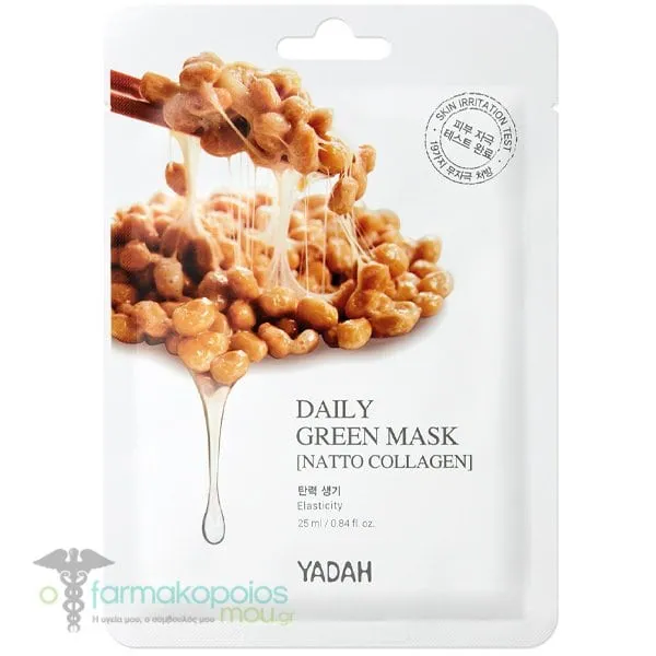 Yadah Daily Green Mask Natto Collagen Μάσκα Προσώπου για Σύσφιξη, 1τεμ