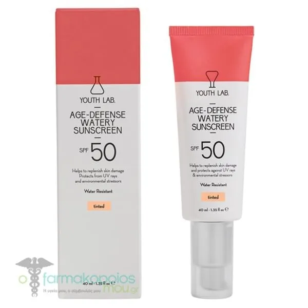 Youth Lab. Age-Defense Watery Αντηλιακό Προσώπου SPF50 με Χρώμα, 40ml