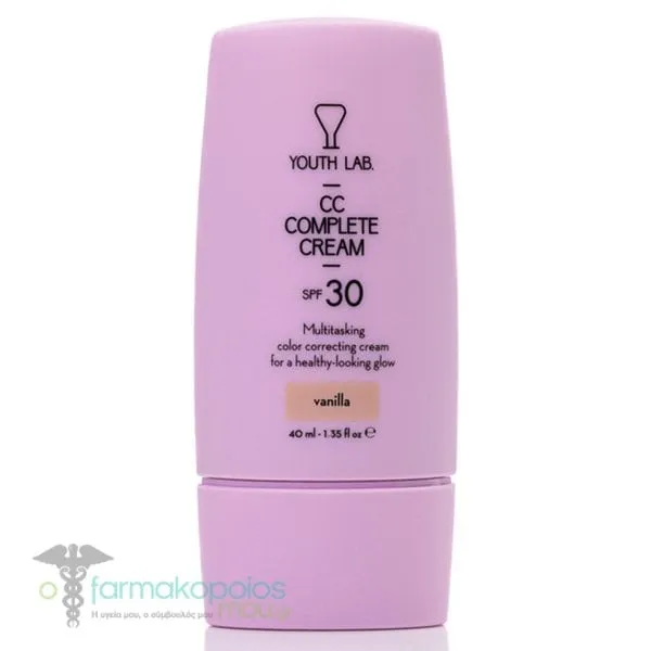 Youth Lab. CC Complete Cream Καλυπτική Κρέμα Ολικής Αναδόμησης SPF30 Vanilla (Light), 40ml