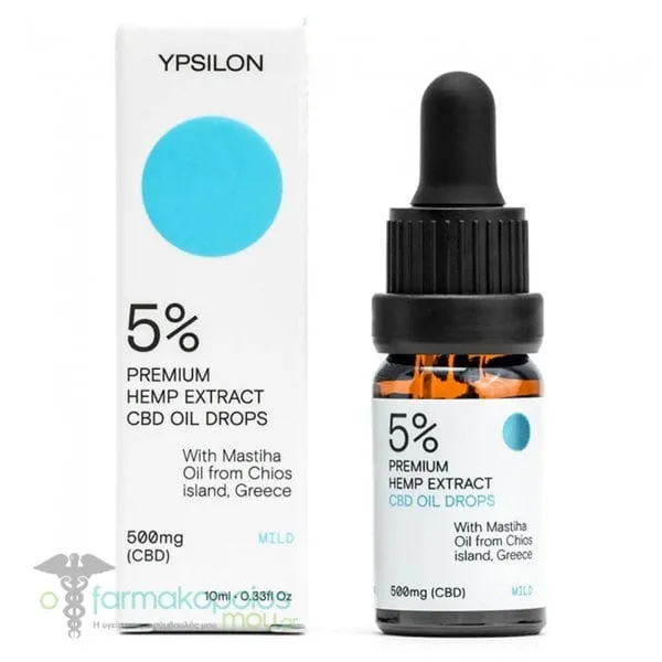 Ypsilon 5% (500mg) “MILD” CBD Oil with Chios Mastic Oil, 10ml