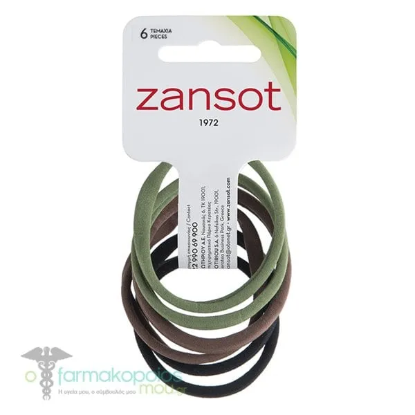 Zan Sot Fine Hair Band Small 18.142, 6pcs - Μαύριο Καφέ Πράσινο