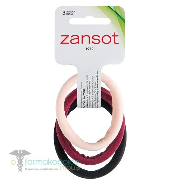Zansot Hair Ties Large 18.144, 3 pcs - Μαύρο Φούξια Ροζ