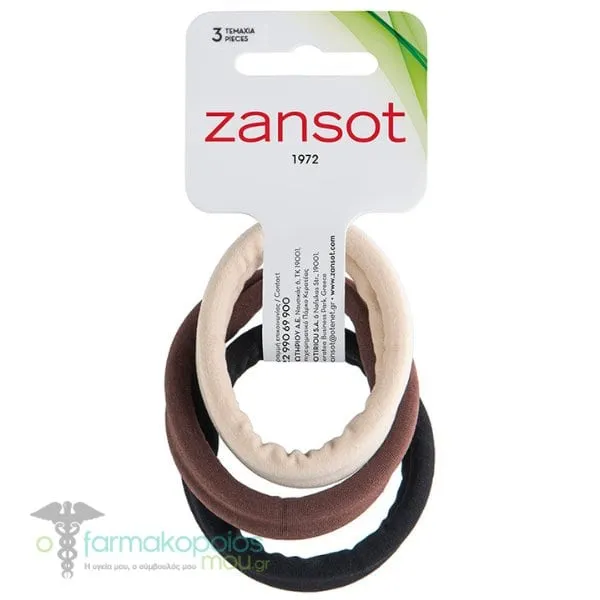 Zansot Hair Ties Large 18.144, 3 pcs - Μαύριο Καφέ Μπέζ