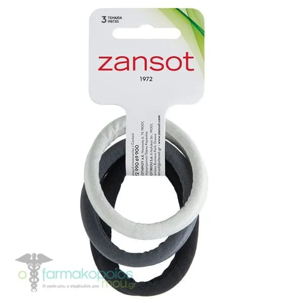 Zansot Hair Ties Large 18.144, 3 pcs - Μαύρο Γκρι