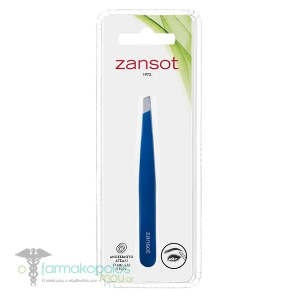 Zansot (20.532) Eyebrow Tweezers Slant, 1pc - Μπλέ