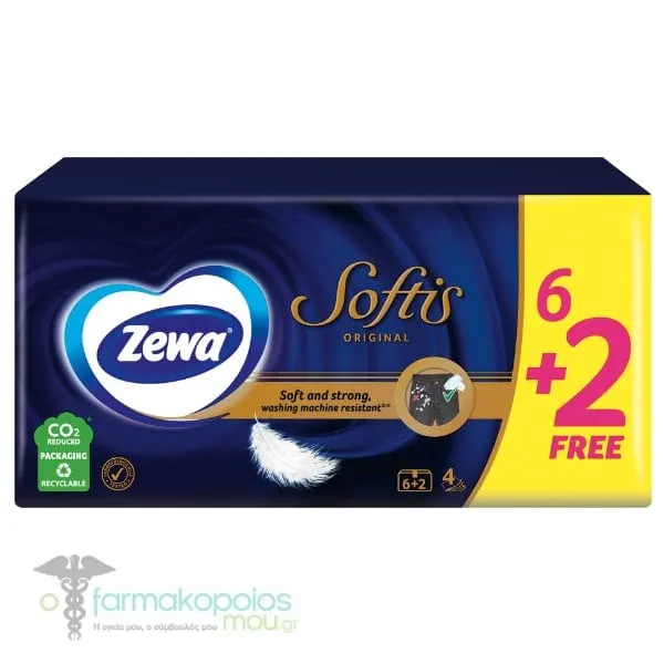 Zewa Softis Classic Pocket Tissues, 6+2pcs