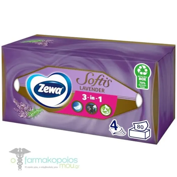 Zewa Softis Lavender Επιτραπέζια Χαρτομάντηλα με Άρωμα Λεβάντα, 80τεμ