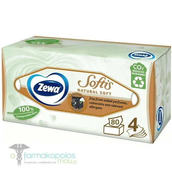 Zewa Softis Natural Soft Επιτράπεζια Χαρτομάντηλα, 80τεμ