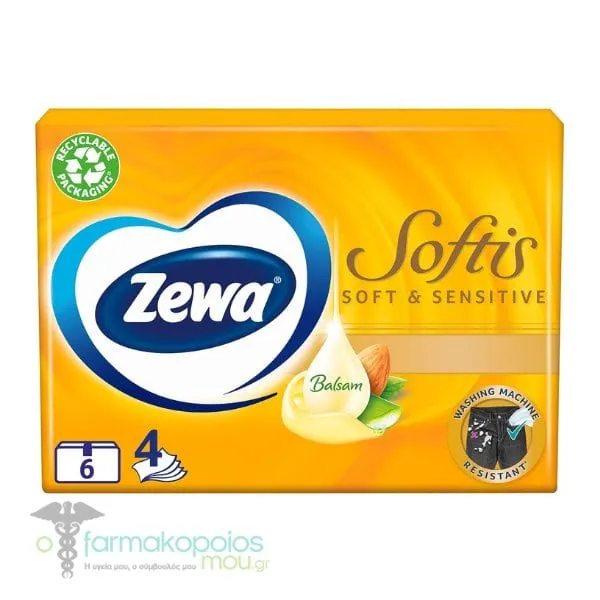 Zewa Softis Soft & Sensitive Pocket Tissues, 6pcs