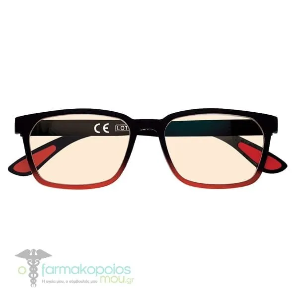 Zippo Eyewear Reading Glasses Blue Light Filter Black-Red (31Z-BL16), 1pc