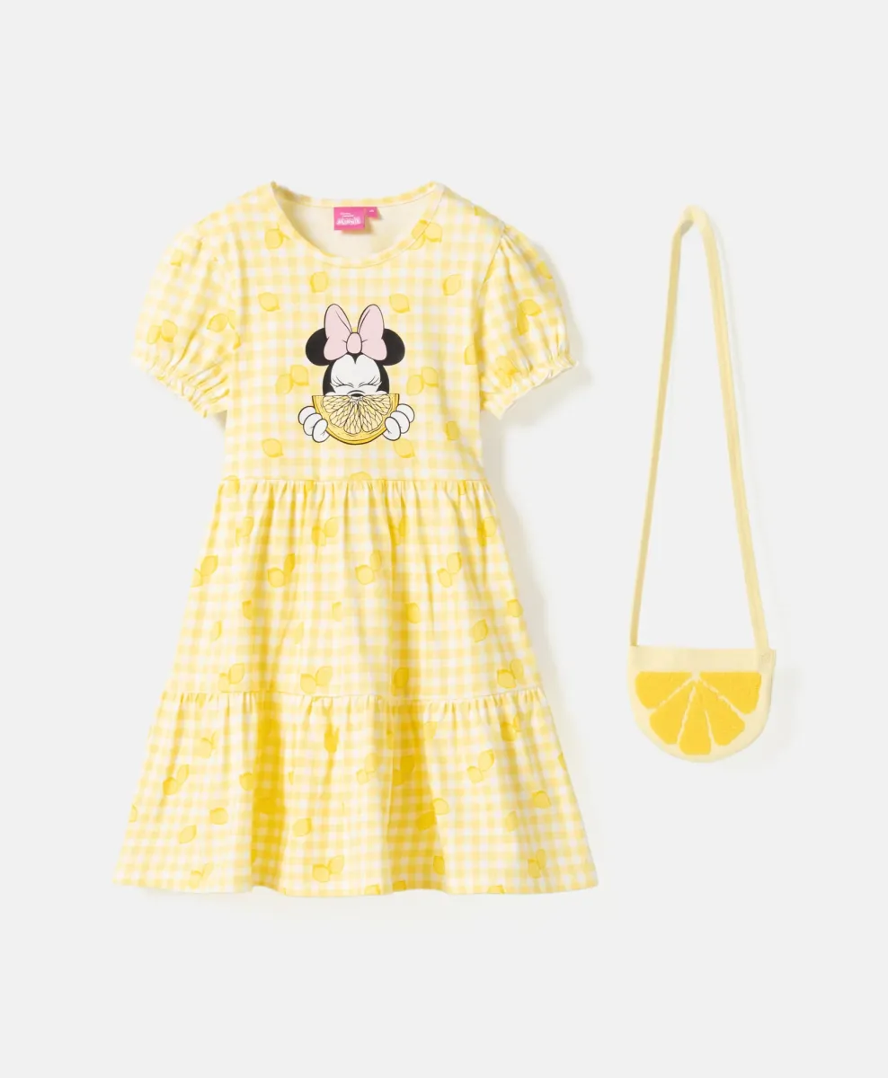Φόρεμα για κορίτσια με τσάντα Minnie, 100% βαμβάκι